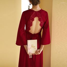 Vêtements De Nuit Pour Femmes De Luxe Robe De Mariée De Mariage Satin De Soie Peignoir Femmes Long Kimono De Mariée Peignoir Mariages Novia Femmes Bata De Seda Para