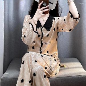 Vêtements de nuit pour femmes Vêtements de luxe Designer Femmes Pyjama Ensembles Dentelle Kawaii Coréen Chic Pantalon à manches longues Homewear Pijama