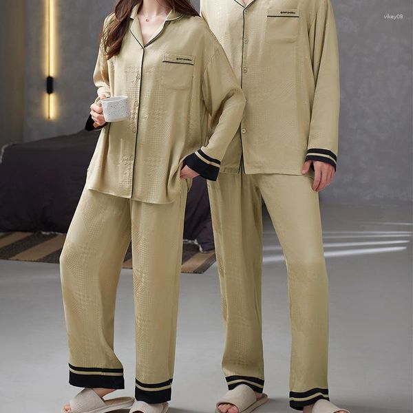 Pyjama de luxe pour femmes, ensemble de Couple, en Satin de soie, minimaliste, pour la maison, pour amoureux, homme et femme