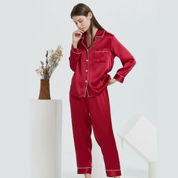 Vêtements de nuit pour femmes Luxe Femmes Real Mulberry Silk Nightwear Pyjamas GownClassic Suit Collar Accueil Vêtements Chemise de nuit Vêtements de nuit Robes