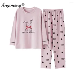 Dames Nachtkleding M-5XL Lente Herfst Lange Mouwen Dames Pyjama Katoen Grote maten Nachtkleding Koreaanse Pijamas Meisjes Homewear Mode Pyjama