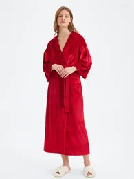 Ropa de dormir para mujer Marthaqiqi 2024 bata de invierno de manga larga con cordones pijamas sexy con cuello en V albornoz año rojo camisones de mujer