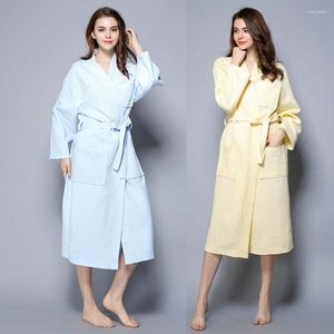 Ropa de dormir para mujeres Hombres y mujeres Algodón Pareja Albornoz Batas Primavera Bata blanca Vestido Plus Tamaño Waffle