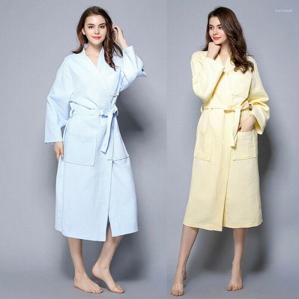 Vêtements de nuit pour femmes hommes et femmes coton Couple peignoir Robes printemps Robe blanche Robe grande taille gaufre