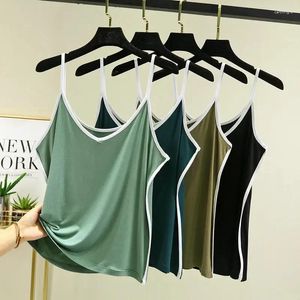 Dames nachtkleding Modaal vest Stijl Sexy nachtkleding Voor dames 2023 Zomer Mouwloos Kleur Contrast Top Dun verpakt V-hals met bandje T-shirt