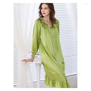 Velles de somnifères pour femmes couleur de soie de soie plus taille de nuit de nuit de nuit de luxe Pure Robe de volants