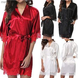 Vêtements de nuit pour femmes New Hot Sexy Lingerie nouveau Satin Dentelle Noir Kimono Intime Vêtements de Nuit Robe Sexy Robe de Nuit Femmes Sous-Vêtements Érotiques 2023 T230523