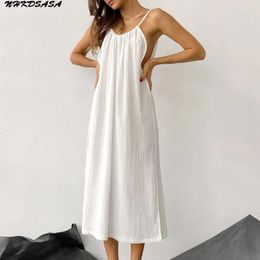 Vêtements de nuit pour femmes nhkdsasa coton robe nocturne femme sexy spaghetti drap noix de nuit blanche robe longue femme divisée 2024 pyjamas d'automne