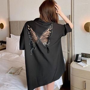 Vêtements de nuit pour femmes Chemise de nuit Femme Summertime Internet Celebrity Tendance Dentelle Chemise ample Les pyjamas peuvent être portés à l'extérieur des vêtements de détente Sex Appeal