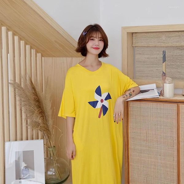 Ropa de dormir para mujer Camisón Primavera Verano Modal Llegada Robe Pijama Coreano Servicio a domicilio Mujeres embarazadas Camisón amarillo Albornoz