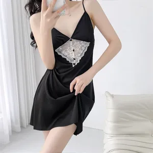 Dames Nachtkleding Nachtjapon Zijdeachtig Satijn Jurk Kant Chemise Nachthemd Lady Homewear Sexy Jarretel Nachtkleding Jurk Lingerie Homedress