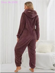 Ropa de dormir para mujer Onesies Monos de lana con cremallera Ropa de dormir Unicornio Pijamas con capucha general para mujer Pijamas cálidos de invierno 231130