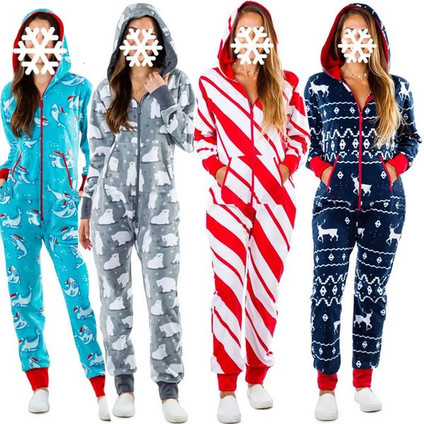 Vêtements de nuit pour femmes Onesies Pyjamas unisexes 2024 Automne Hiver Costumes chauds Homme Combinaison de dessin animé Femme Noël Homewear 231127