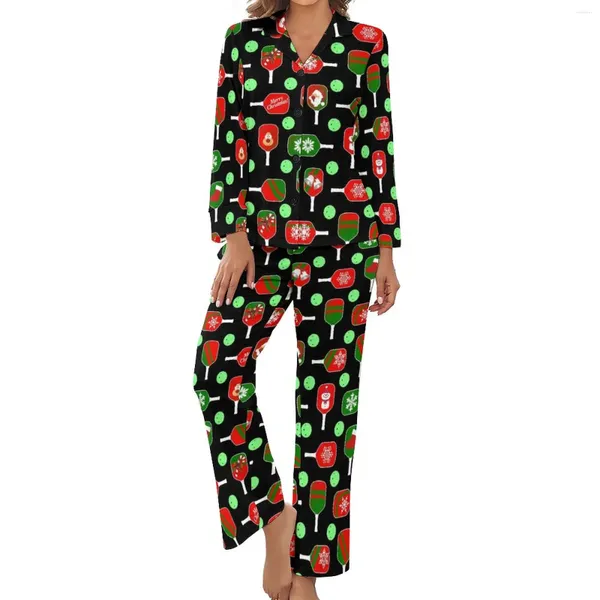 Pyjama de Noël pour femme - Pyjama doux à manches longues - 2 pièces - Pour loisirs, quotidien, imprimé, cadeau d'anniversaire