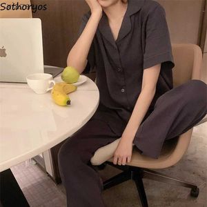 Dames Sleepwear Pyjama Set voor vrouwen comfortabele en schattige eenvoudige en losse casual S-4XL modieuze solide Koreaanse stijl Home Tent Daily Rapel WX