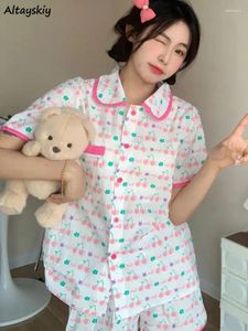 Pyjama de vêtements de nuit pour femmes installe des femmes à la maison confortable douce mignon mignon de mode coréen All-Match Basic Design Student Tend Tend Casual Summer Mujer
