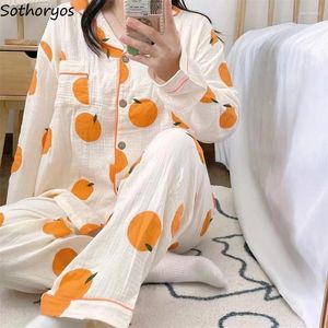 Pyjama de vêtements de nuit pour femmes Définit les femmes en vrac causal de conception rétro douce porte à la maison de style coréen