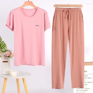 Vrouwen Nachtkleding Pyjama Korte Mouw Lange Broek Pak 2023 Lente Zomer Thuis Kleding Modale Grote Maat Pyjama Femmes Set