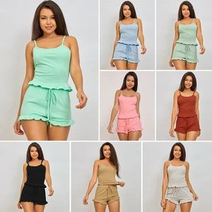 Dames nachtkleding pyjama voor dames zomer effen sexy huiskleding tanktop shorts tweedelige set in ondergoed nachtkleding loungewear