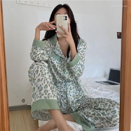 Ropa de dormir para mujer Conjunto de pijamas para mujer Pijamas de satén dulce de lujo Mujer Pantalón elegante de manga larga Ropa para el hogar Conjuntos de mujer Lenceria 110