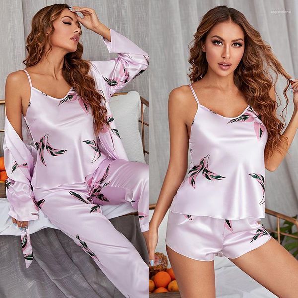 Pijamas de ropa de dormir para mujeres Conjunto de seda de alta calidad como la cubierta de la honda