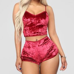 Pyjamas de vêtements de nuit pour femmes ensemble femmes Sexy rose rouge soie Satin velours Pijamas vêtements de nuit Robe vêtements de nuit Lingerie Pj ensembles