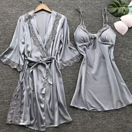 Vêtements de nuit pour femmes pantalons dames ensemble pour robe tenues vêtements de soie Robe nuisette pyjamas lingeries à femme Satin