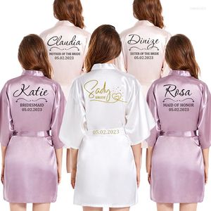 Women's Sleepwear Personalized Bride Robe Satin Customized Bathrobe Silk Bridal Bridesmaid Kimono Robes Woman Bachelorette Preparewear