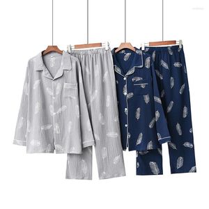 Dames nachtkleding Pijama Feminino Lente Herfst Eenvoudige warme losse print Paar Homewear Lange mouw broek Dames pyjama set