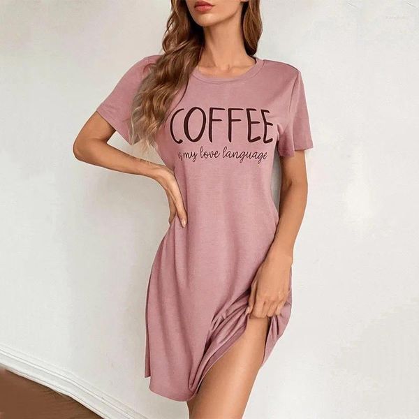 Vêtements de nuit pour femmes Pijamas robe de nuit chemise de nuit en soie de lait femmes chemise de nuit à manches courtes dessin animé chemises de nuit doux décontracté