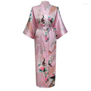 Dames slaapkleding roze Chinese dames satijnen bad gewaad vrouwen zomer casual nachthemd kimono yukata jurk print bloem nr147