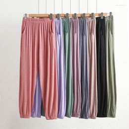 Pijama de mujer de talla grande 8XL, pantalones de Pijama de Modal liso para mujer, pantalones de pijama holgados finos para el hogar, Pijama de primavera y verano