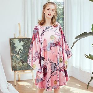 Vrouwen Nachtkleding Plus Size Dames Zomer Faux Zijde Badjas Vrouwen Rayon Nachtjapon Ronde Kraag Nachtjapon Homewear nachtkleding Pijama Mujer