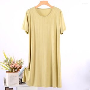 Ropa de dormir para mujer, vestido de manga corta de talla grande, camisón informal de modal suave de verano para mujer, vestidos para dormir, ropa para el hogar