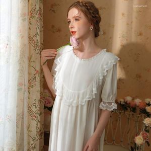 Vêtements de nuit pour femmes Princesse Femmes Fille Douce Dentelle Volants Coton À Manches Courtes Robe De Nuit Fée Vintage Chemises De Nuit Babydoll Loungewear