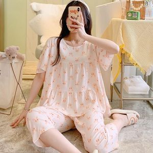 Vêtements de nuit pour femmes imprimés pyjamas ensemble mince lâche décontracté vêtements de nuit pour les femmes été grande taille vêtements de détente homewear chemises de nuit attrayantes