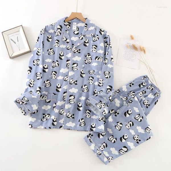 Pijamas estampados para mujer, conjunto de dos piezas, Pijamas de algodón para mujer, ropa bonita para el hogar, Pijamas de estilo japonés Kawaii