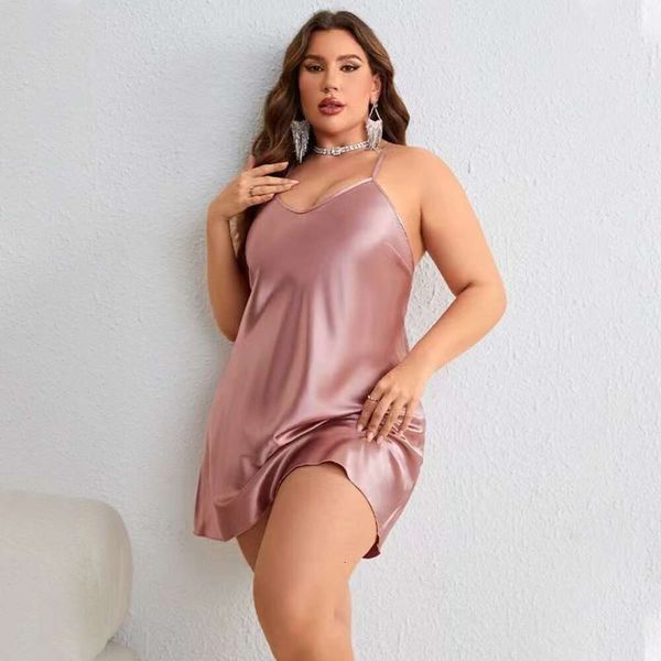 Vêtements de nuit pour femmes Pron Robe sexy en satin Babydoll Femmes Pyjama en soie Pron Chemise de nuit Col en V À volants Chemises de nuit Lingerie Sommeil Mini Robe Robe Filbert 248