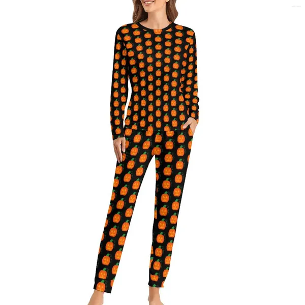 Slembe-Slembear Women Pumpkin Print Pyjamas Halloween Pyjama Soft Sets Womens 2 Pieces Room Oversize Design Birthday Gift