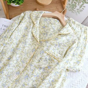 Damesnachtkleding Puur katoen Koreaanse pyjamasets voor dames Nachtkleding Lingerie Herfst bloemenprint Nachtjapon Pyjama Homewear