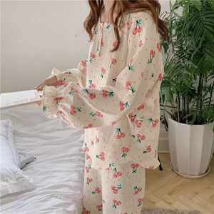 Dames slaapkleding pyjama's vrouwen kleding sets herfst pyjama's voor tienermeisjes kawaii pijama's slaapkleding ademende loungewear 230310