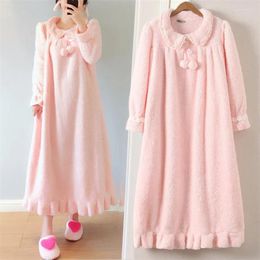 Vêtements de nuit pour femmes Qnpqyx automne hiver féminine à manches longues de nuit rose flanelle de nuit robe de nuit de nuit mignonne princesse corallienne