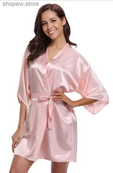 Ropa de dormir para mujer RB032 2018 nueva bata tipo kimono de seda, bata de baño para mujer, batas de dama de honor de seda, batas sexys de color azul marino, bata de satén, batas para mujer