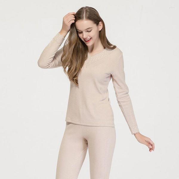 Vêtements de nuit pour femmes, ensemble de sous-vêtements thermiques en soie véritable, pull-down, col en v tricoté mûrier, pyjama épais pour femmes