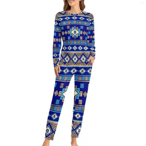 Dames slaapkleding retro evil eye pyjama's Grieks meander sleutel schattige set vrouwelijke 2 stuks casual oversized aangepast cadeau