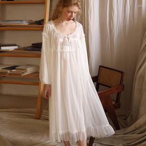 Dames Nachtkleding Roseheart Dames Homewear Witte Sexy Nachtjurk Kant Strik Katoen Nachtkleding Nachtjapon Luxe Vrouwelijke Jurk
