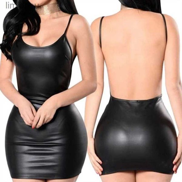 Vêtements de nuit pour femmes S-3XL Porno Lingerie Sous-vêtements exotiques Femme Robe en cuir PU Babydoll Lenceria Sexi Comes Sexy Clubwear Vêtements de nuit C24319