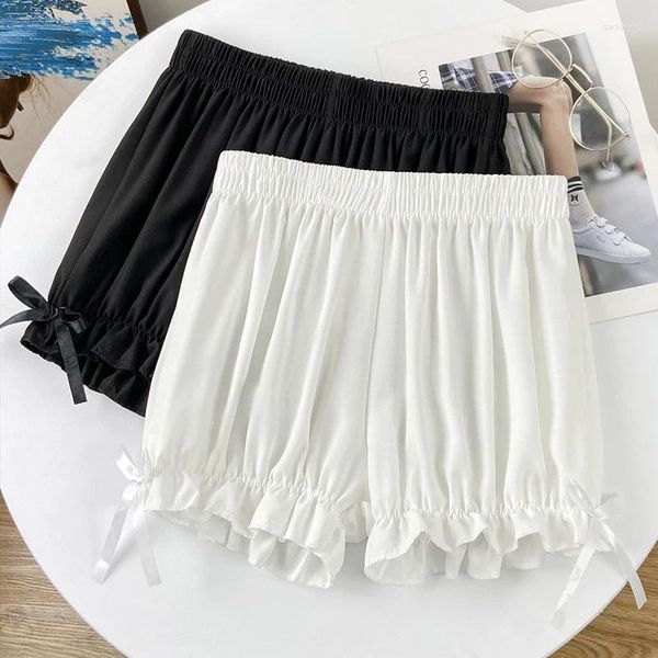 Vêtements de nuit pour femmes Satin Sécurité Courte Femmes Soie Culotte À Volants Pantalon De Citrouille Anti-exposition Élastique Lanterne Shorts Pyjamas De Nuit