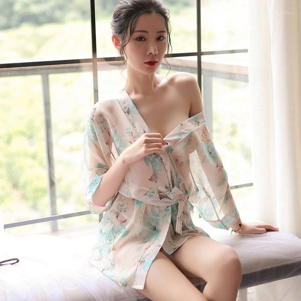 Ropa de dormir para mujer Lencería erótica sexy Bata de novia Mujeres Corta Gasa Novia Robe Kimono Albornoz Verano Dama de honor Nightwea