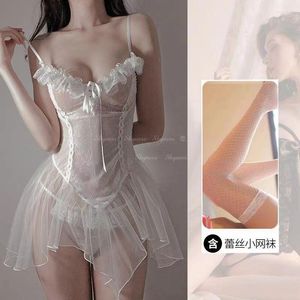 Vêtements de nuit pour femmes Sexy dentelle Lingerie transparente pour les femmes dos nu nuisettes robe de sexe sous-vêtements érotiques ensemble femme chemise de nuit porno